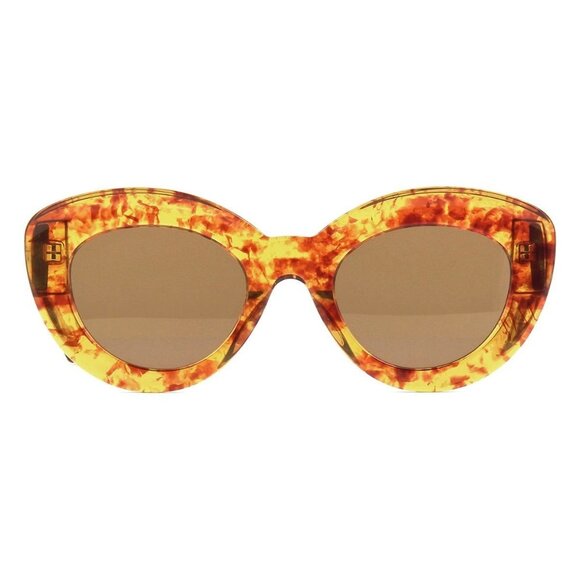 New Official Stockist | Loewe LW40019I 53E Curved Cat Eye Sunglasses In Yellow C - Picture 2 of 4